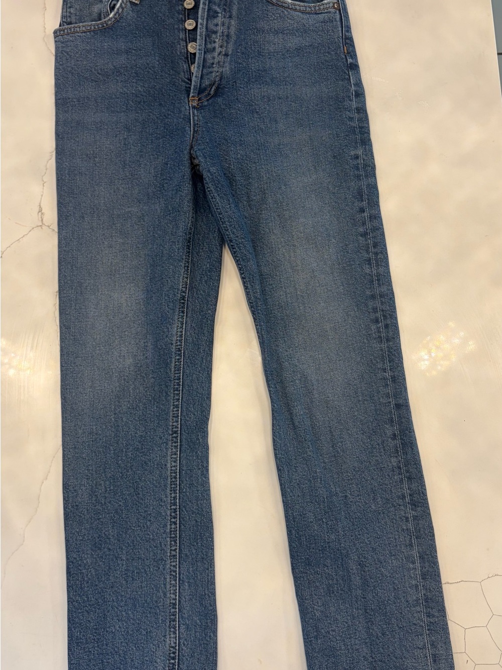 Agolde Classic High-Rise Straight Leg Jeans in Medium Blue